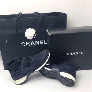 Authentic Chanel Stretch Fabric CC Sneakers